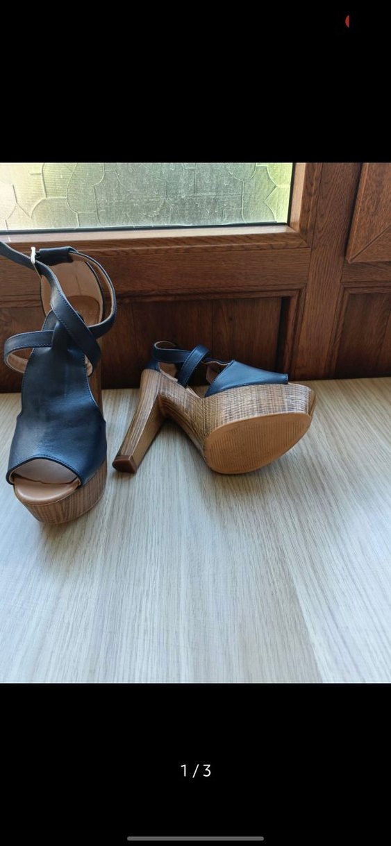 Koyu Mavi Platform Topuklu Kadın Sandalet - Görsel 3