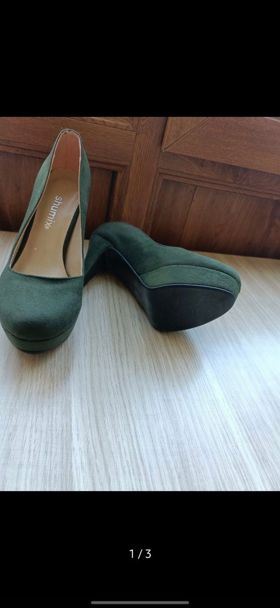 Yeşil Süet Stiletto Tokalı Kadın Ayakkabı - Görsel 3