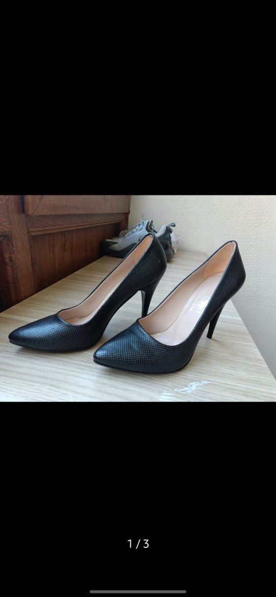 Klasik Siyah Yılan Desenli Stiletto - Görsel 2