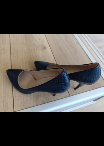 Mavi Yılan Derisi Desenli Stiletto Topuklu Ayakkabı - Görsel 3