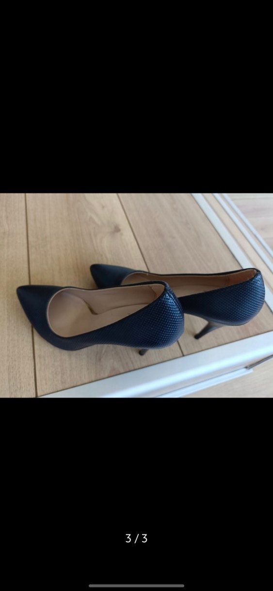 Mavi Yılan Derisi Desenli Stiletto Topuklu Ayakkabı - Görsel 3