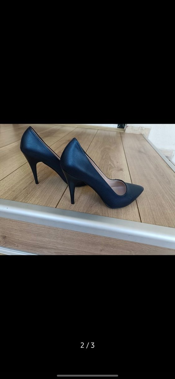 Mavi Yılan Derisi Desenli Stiletto Topuklu Ayakkabı - Görsel 2