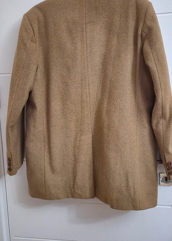 Düğmeli Bej Yün Erkek Kaban - Görsel 5