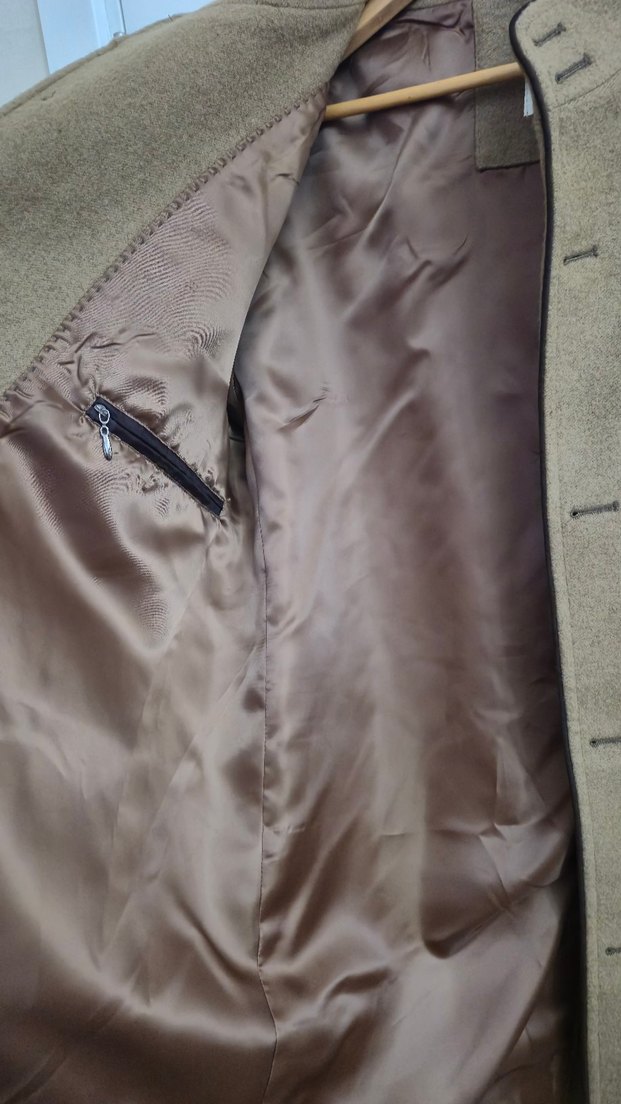 Düğmeli Bej Yün Erkek Kaban - Görsel 2