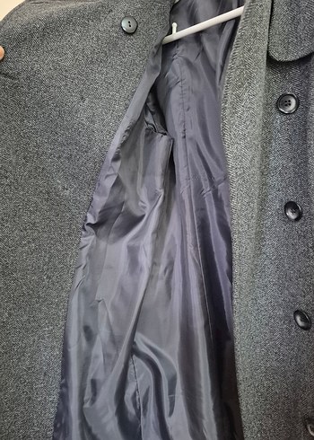 Gri Düğmeli Midi Kadın Yün Kaban - Görsel 2