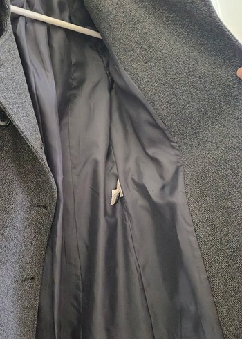 Gri Düğmeli Midi Kadın Yün Kaban - Görsel 5