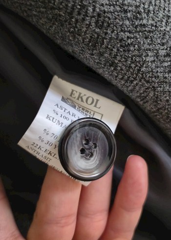 Gri Düğmeli Midi Kadın Yün Kaban - Görsel 3