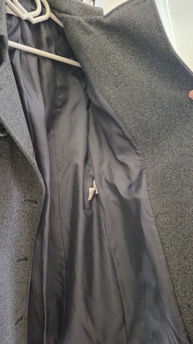 Gri Düğmeli Midi Kadın Yün Kaban - Görsel 5