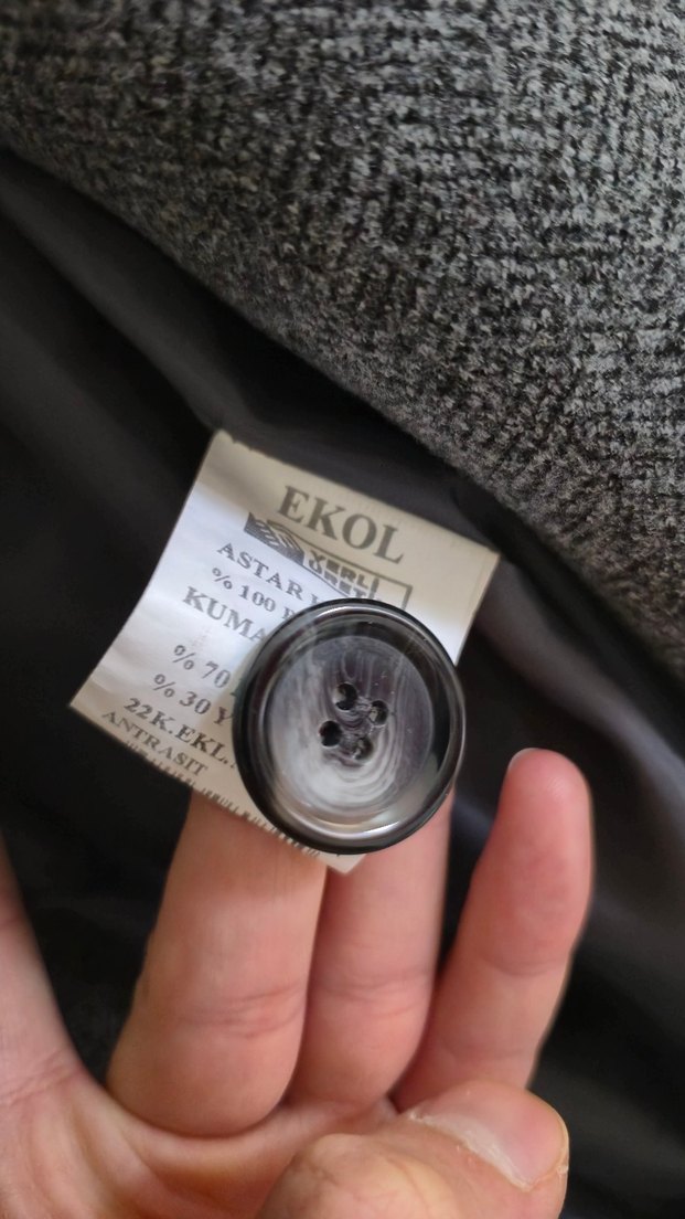 Gri Düğmeli Midi Kadın Yün Kaban - Görsel 3