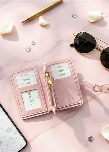 Pembe Deri Kadın Cüzdanı Tokalı - Görsel 2