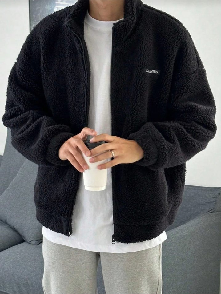 Oversize Peluş Sweatshirt Erkek Polar Sweatshirt - Görsel 2