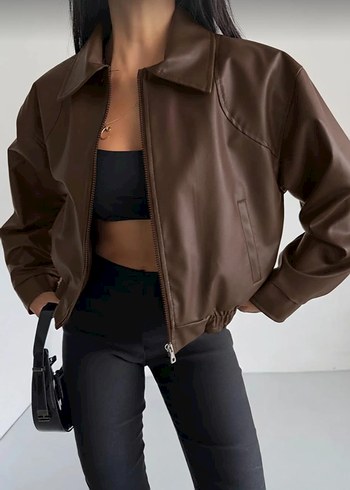 Kadın Bomber Lastikli Deri Ceket - Görsel 2