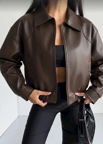 Kadın Bomber Lastikli Deri Ceket - Görsel 3