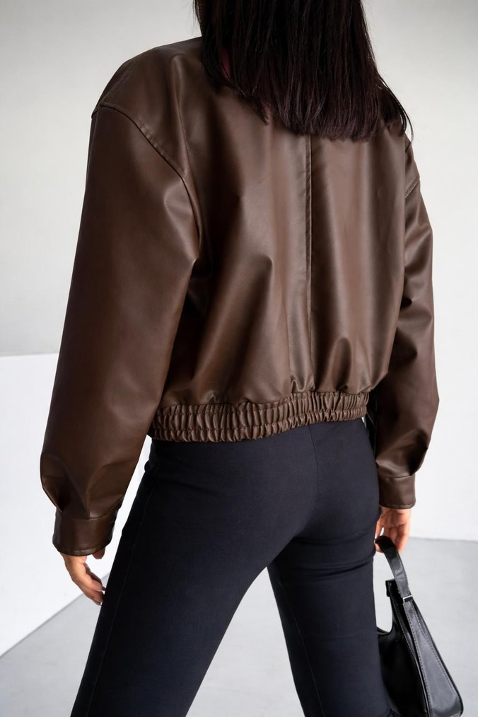 Kadın Bomber Lastikli Deri Ceket - Görsel 5