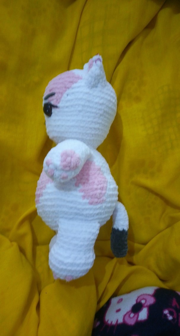 Pastel Pembe Peluş Amigurumi Kedi. - Görsel 4