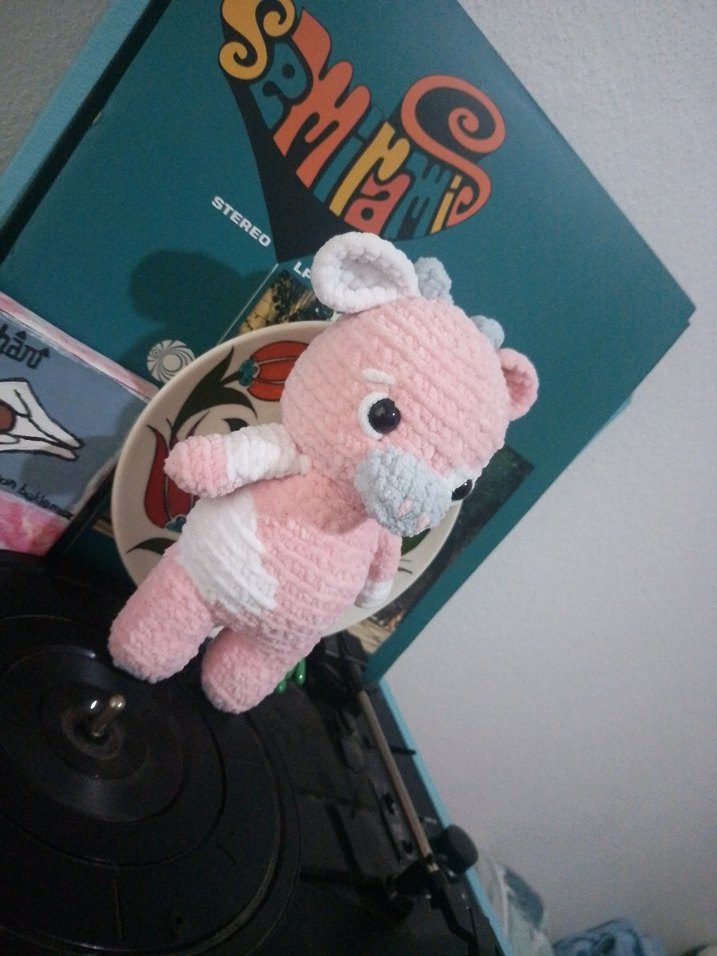Pembe Peluş Oyuncak İnek Amigurumi - Görsel 2