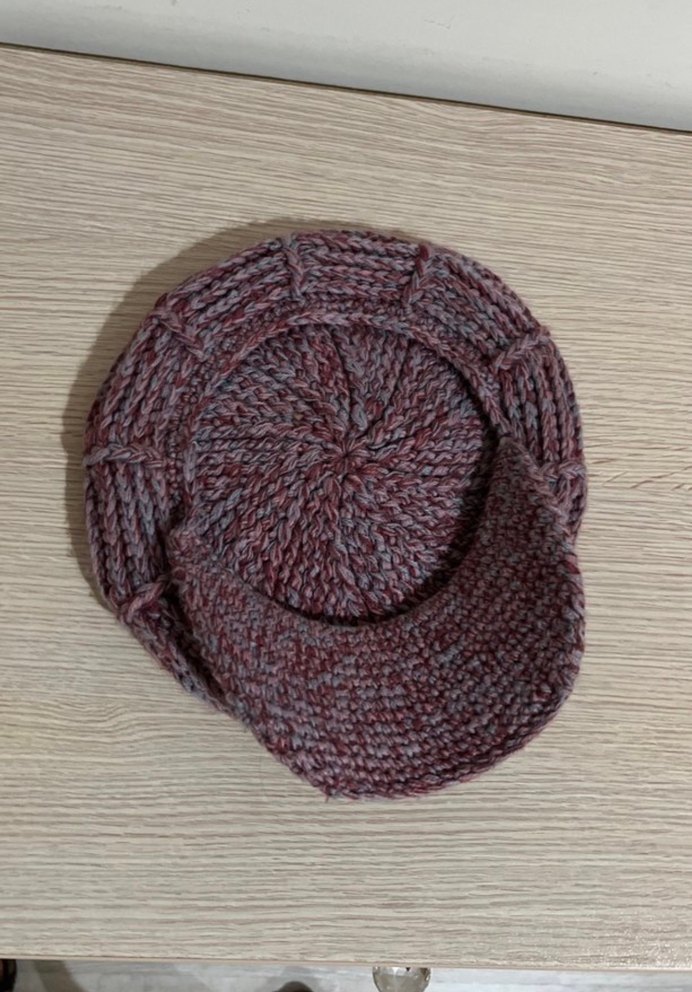 Bordo Gri Örgü Kadın Bere - Görsel 2