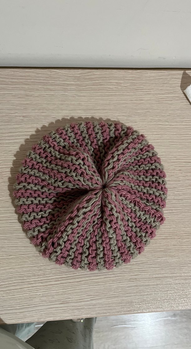 Kadın Örgü Bere Gri Pembe Detaylı - Görsel 2