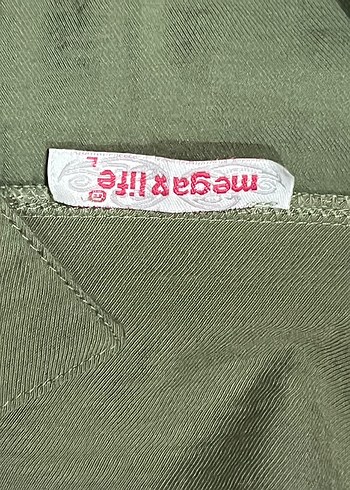 Kadın Haki Uzun Kol Keten gömlek - Görsel 3