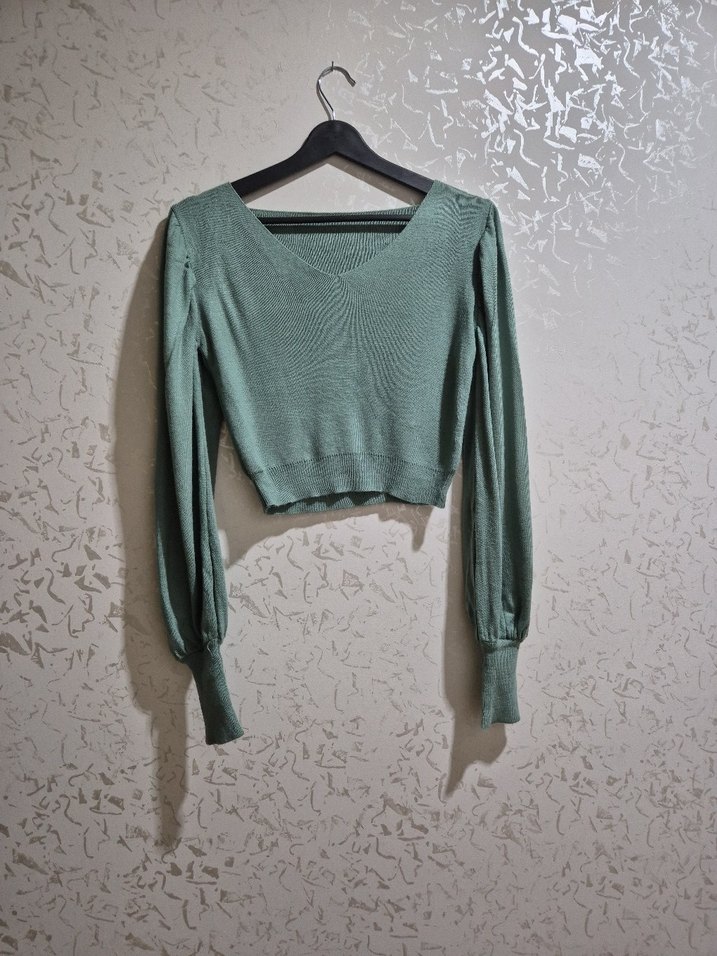 Haki Uzun Kollu İnce Triko Elbise - Görsel 3