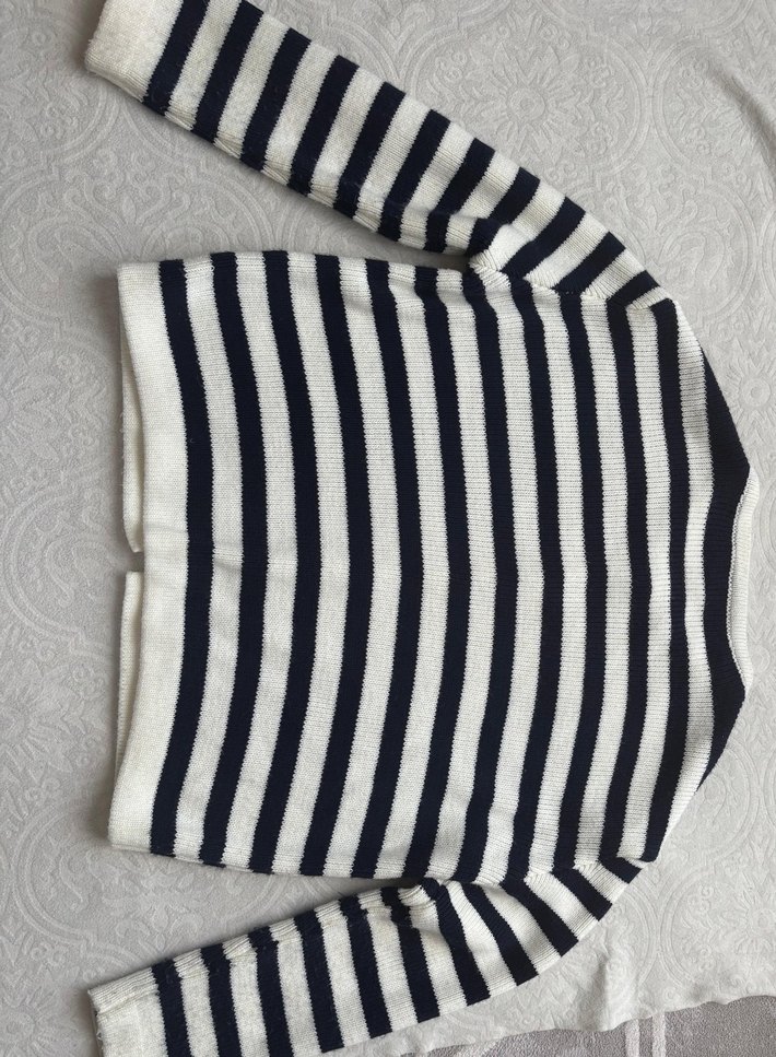 Çizgili Triko Kadın Hırka - Görsel 2