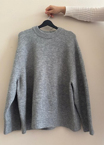 Gri Yün Kadın Triko Kazak - Görsel 2