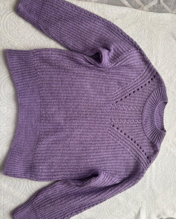 Mor Örgü Kadın Kazak, Rahat Kesim, Uzun Kollu - Görsel 4
