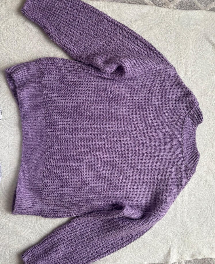 Mor Örgü Kadın Kazak, Rahat Kesim, Uzun Kollu - Görsel 3