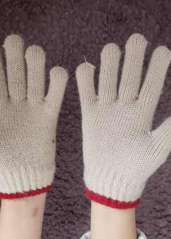 Nakışlı Bej Örgü Kız Eldivenleri - Görsel 2