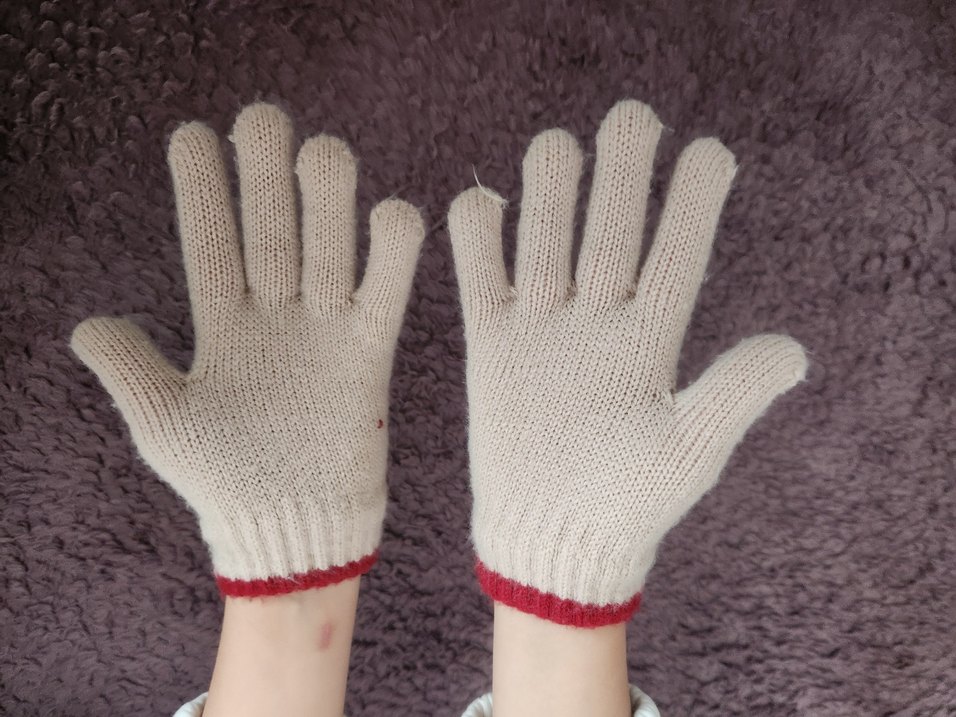 Nakışlı Bej Örgü Kız Eldivenleri - Görsel 2