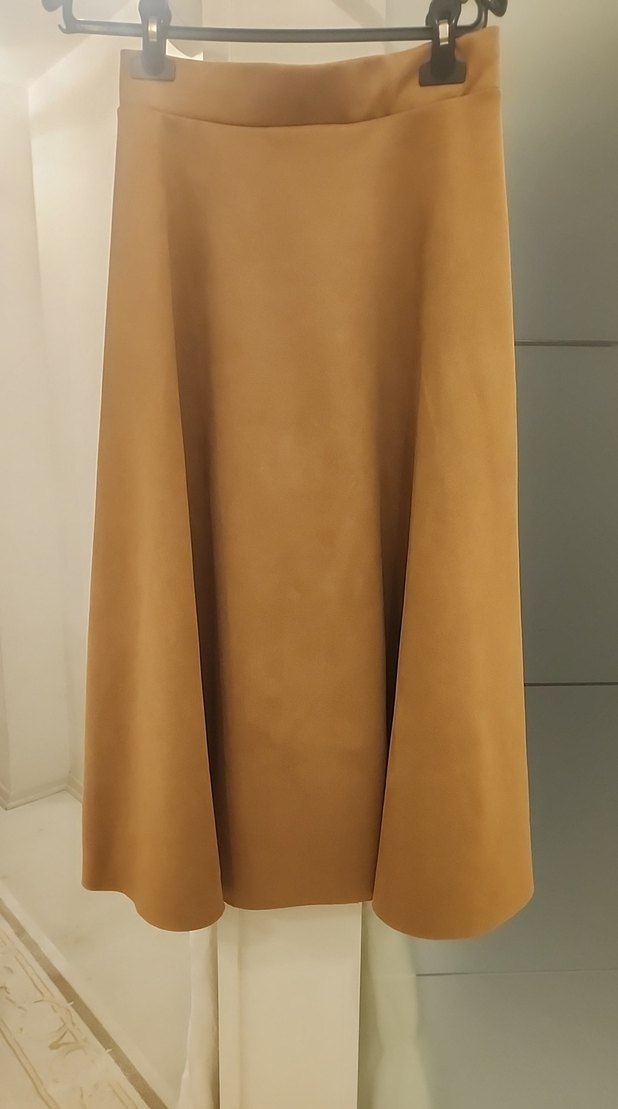 Bej Süet Kadın Uzun Etek - Görsel 2