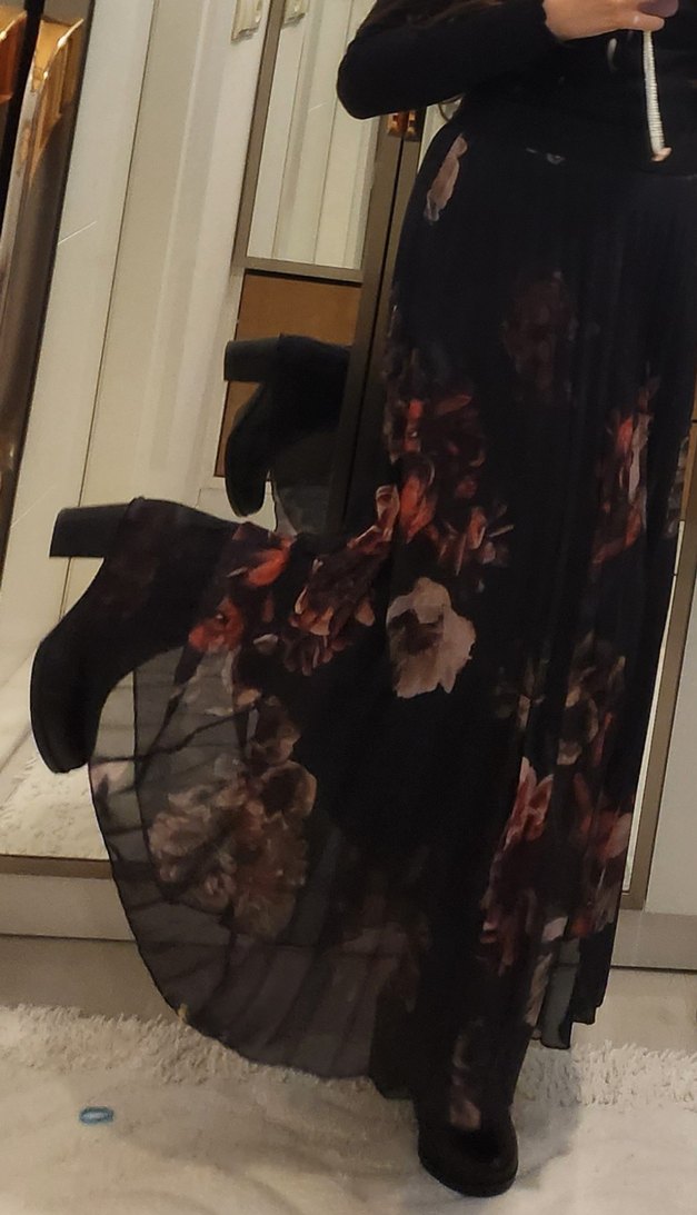 Siyah Pilili Uzun Bohem Etek - Görsel 2