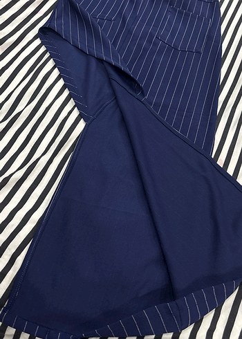 Lacivert Çizgili Kadın etek - Görsel 3