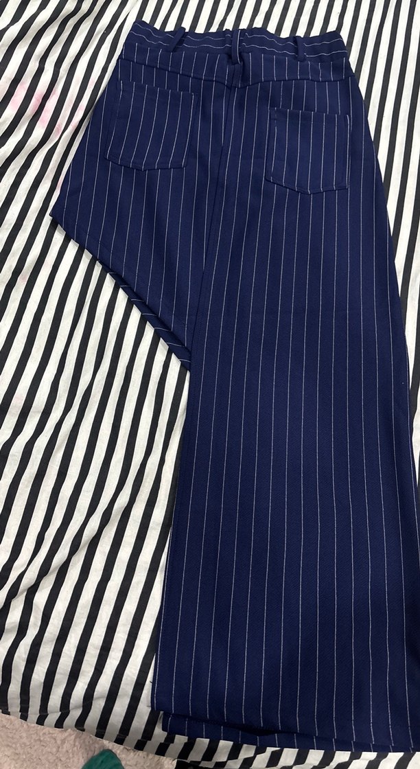 Lacivert Çizgili Kadın etek - Görsel 2