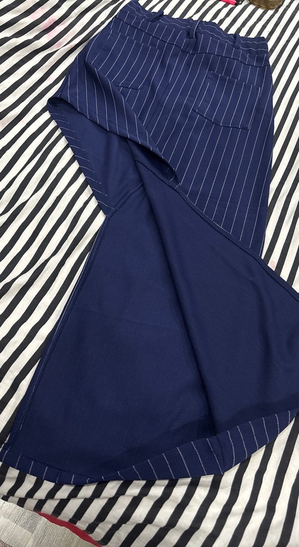 Lacivert Çizgili Kadın etek - Görsel 3