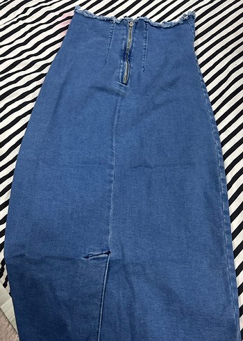 Lacivert Midi Denim Etek - Görsel 2