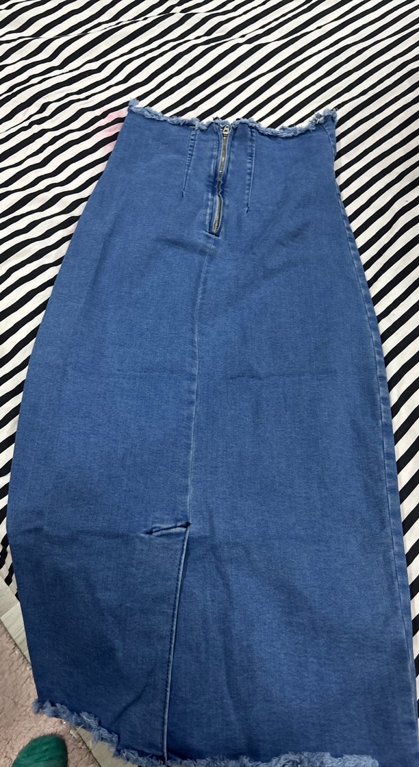 Lacivert Midi Denim Etek - Görsel 2