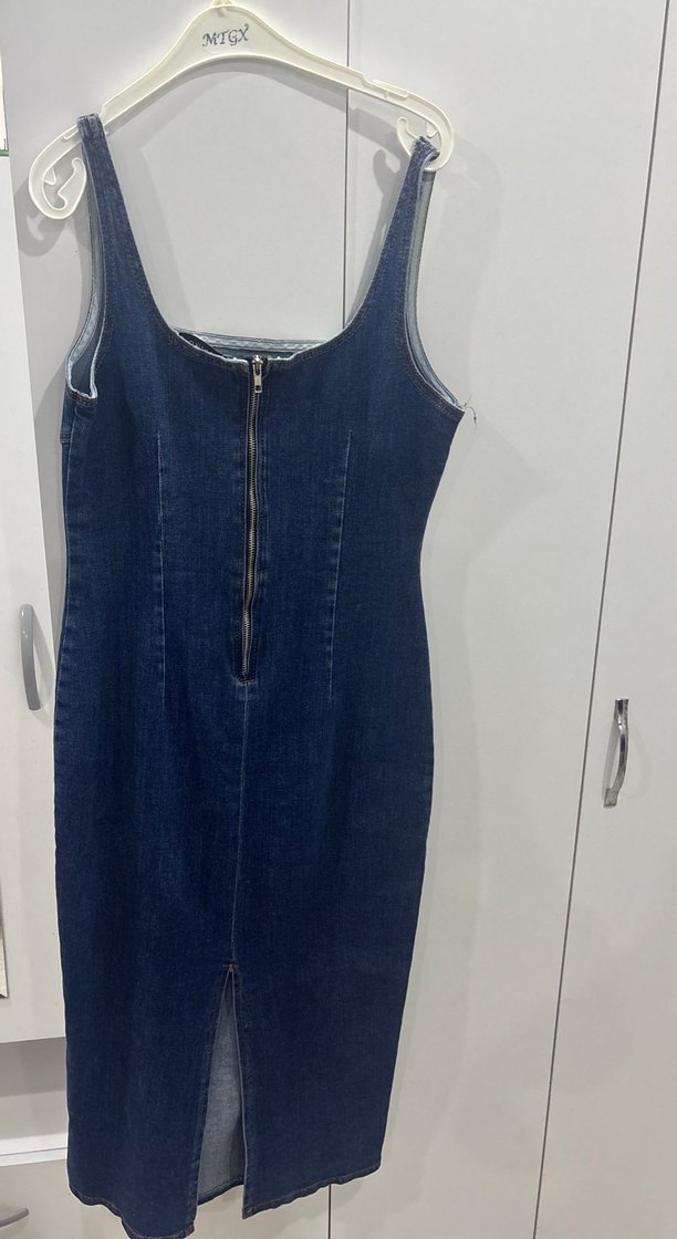 Lacivert  Midi Kot Elbise - Görsel 2