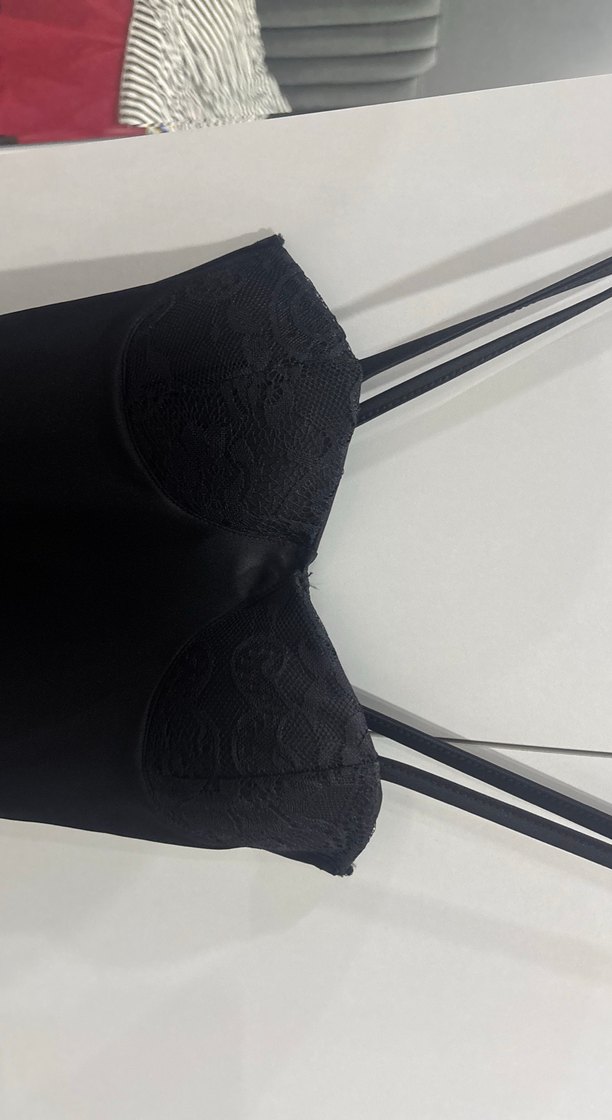 Dantel Detaylı Siyah Straplez Uzun Elbise - Görsel 3