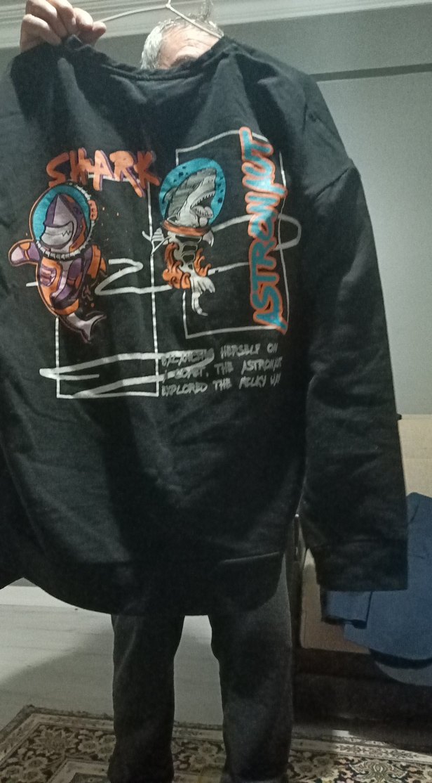 Siyah Kadın Salaş Sweatshirt - Görsel 2