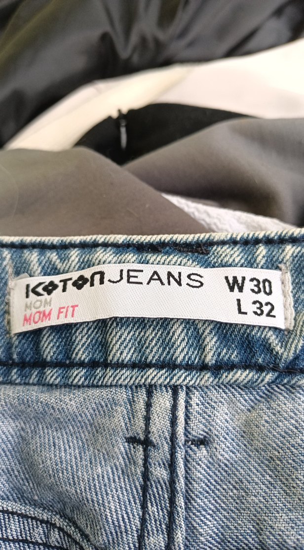 Kadın Gri Mavi Pilili Bol Kesim Midi Denim Pantolon - Görsel 2