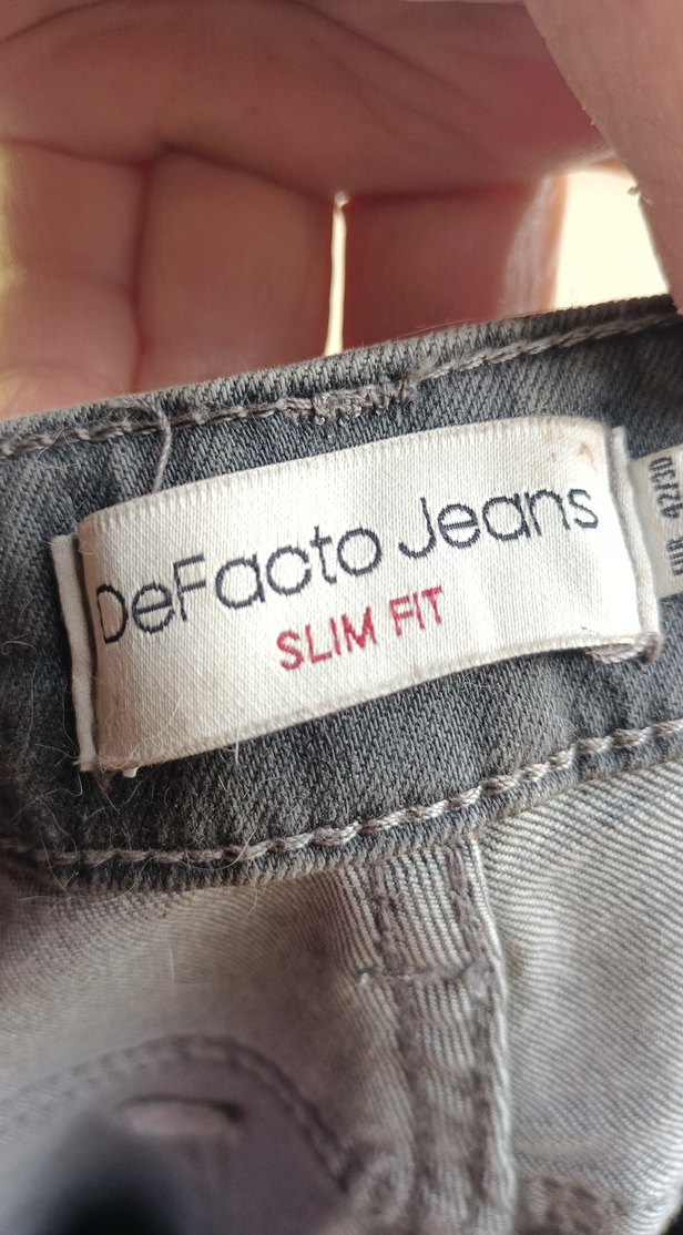 Gri Bol Kesim Denim Erkek Kot Pantolon - Görsel 2