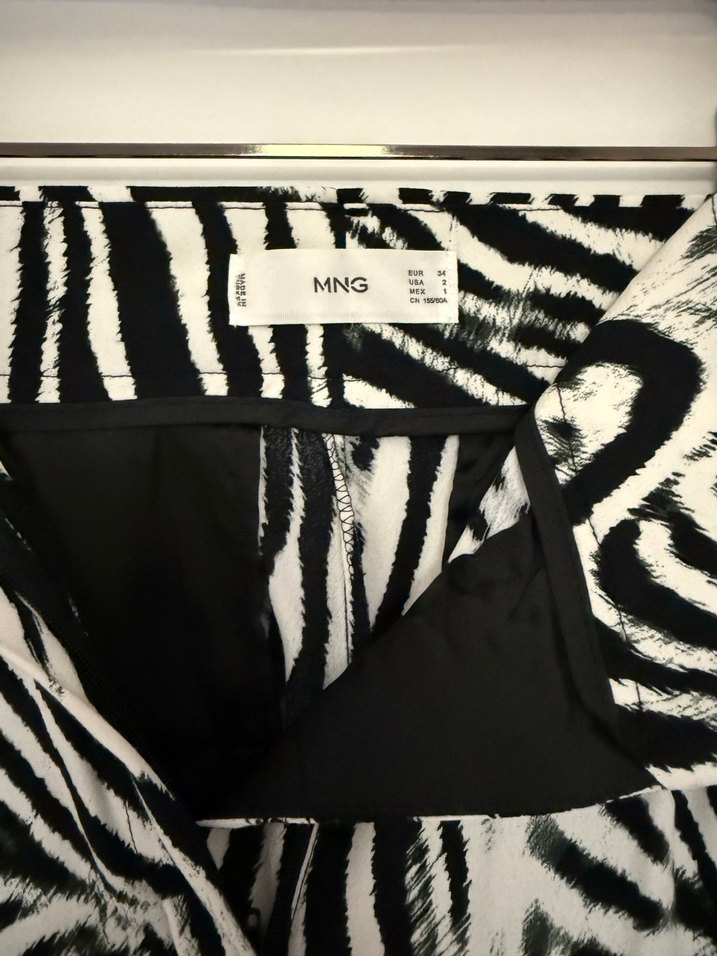 Mango marka Zebra Desenli Kadın Uzun Kumaş Pantolon - Görsel 3