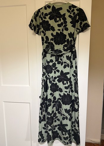 Mango marka Yeşil Siyah Çiçek Desenli Uzun Bohem Elbise - Görsel 2