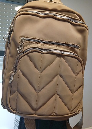 Kahverengi Deri Fermuarlı Kadın Sırt Çantası - Görsel 3