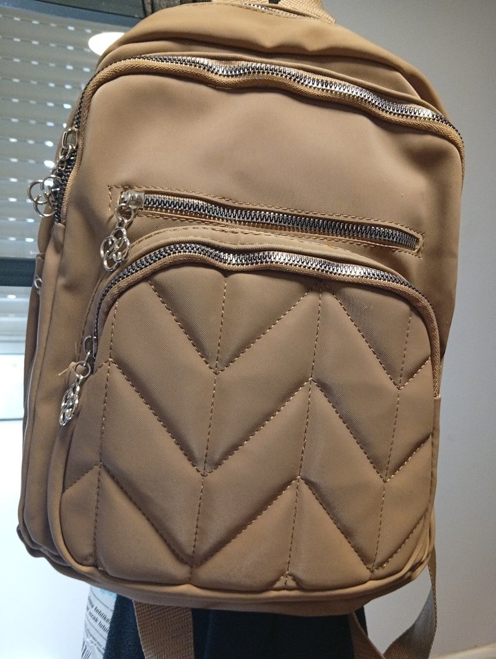 Kahverengi Deri Fermuarlı Kadın Sırt Çantası - Görsel 3