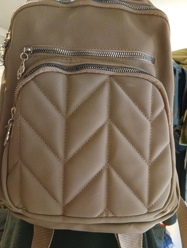 Kahverengi Deri Fermuarlı Kadın Sırt Çantası - Görsel 2