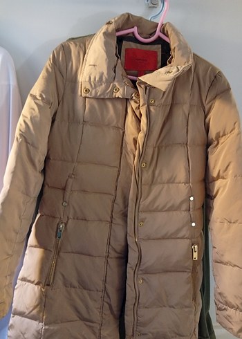 Bej Fermuarlı Midi Kadın Mont - Görsel 2