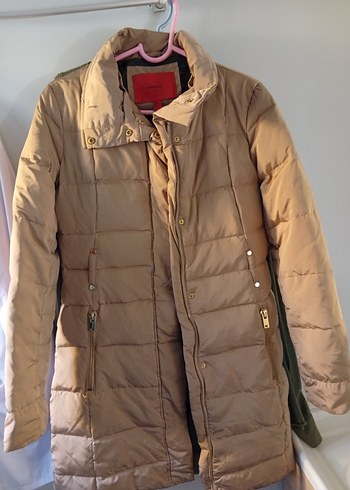 Bej Fermuarlı Midi Kadın Mont - Görsel 4