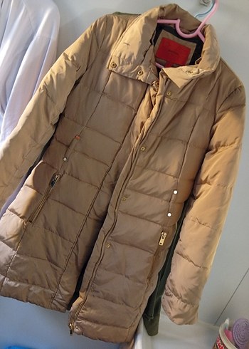 Bej Fermuarlı Midi Kadın Mont - Görsel 3